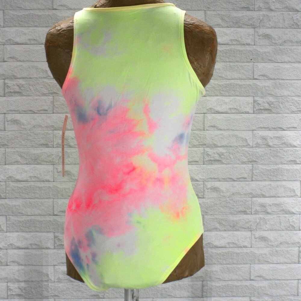 NEW FASHION Bodysuit Tie Dye One Piece Pink Yellow Athleisure Yoga Workout L XL - Picture 3 of 13